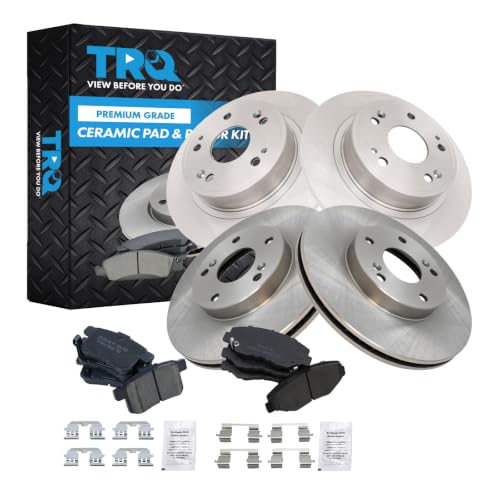 TRQ Front and Rear Brake Pad and Rotor Set Ceramic Vented Solid Rotors - style: BKA12018