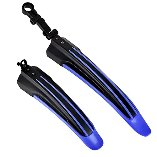BlueSunshine Adjustable Road Mountain Bike Bicycle Cycling Tire Front/Rear Mud Guards Mudguard Fenders Set (Deep Blue + Black) - color: Deep Blue + Black