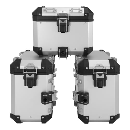 TCT-MOTORPARTS Panniers Top Tail Box Luggage Saddlebags Side Case Fits for BMW R1300GS 2023-2025 - color: Chrome Saddlebags (42L)+Trunk (38L)