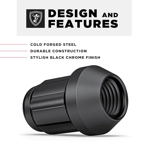 White Knight 40700SMBT Matte Black M12x1.5 Spline Pattern Wheel Lock (Random Lock Pattern) 4 Pack - color: Matte Black, size: 12mm X 1.50 Thread