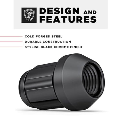 White Knight 40700SMBT Matte Black M12x1.5 Spline Pattern Wheel Lock (Random Lock Pattern) 4 Pack - color: Matte Black, size: 12mm X 1.50 Thread