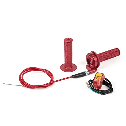 PUCKY New 7/8" 22mm Twist Throttle Accelerator Handle Grips and Cable Set with Kill On Off Switch for 50cc 110cc 150cc 250cc Mini Bike ATV Quad Pit Bike Dirtbike - color: 1 red ribbon solid