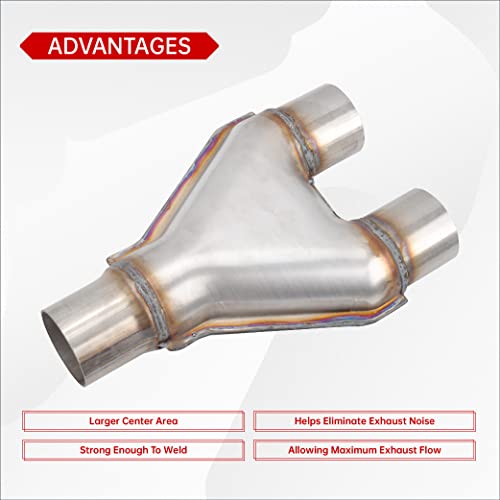 Y Pipe 2.75''ID Inlet Dual 2.75''ID Outlet Stamped Exhaust Adapter - size: 2.75" Single to 2.75" Dual