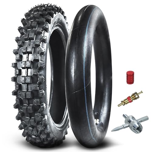 HOLATO Rear 80/100-12 3.00-12 Tire and Inner Tube for 110cc 125cc CRF70 CRF110 XR70 KLX110 TTR90 PW80 RM60 RM65 TaoTao DB14 SSR Apollo Coolster Dirt Pit Bike Motorcycle Off Road Motocross Heavy Duty - size: 80/100-12 Tire