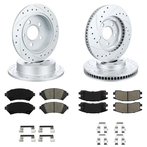 BETTHAND Front And Rear Brake Pads And Rotors Compatible With Chevy - size: 56641*2+56629*2+D1224-7693+D814-7387