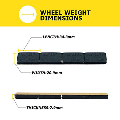YIZBAP Wheel Weights Black 1oz, 72 oz/Box, 72pcs, with Strong Black Adhesive. 1 Ounce Stick on Wheel Weights for Cars, Trucks, SUVs, Motorcycle, and Others - color: Black