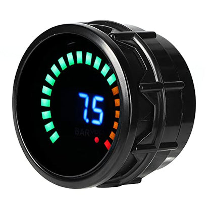 52mm Digital Vacuum Gauge Kit, 2in LED Scale Display Marine & Car Vacuum Meter, 0-30 in.Hg 12V Universal Automotive Gauge for Engine Diagnostics