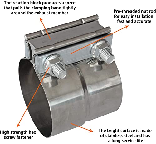 Exhaust Band Clamps 3" Lap Joint 304 Stainless Steel Exhaust Pipe Muffler Band Clamp (3 Inch 4 Pack) - size: 3IN 4PCS Lap Joint Clamps