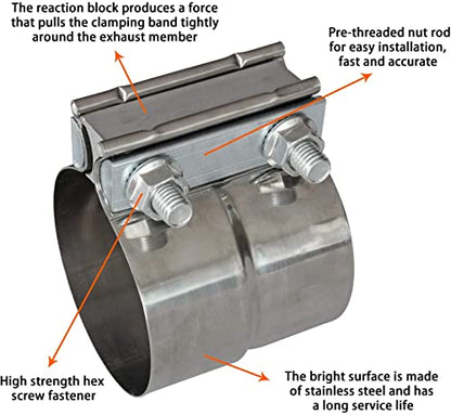 Exhaust Band Clamps 3" Lap Joint 304 Stainless Steel Exhaust Pipe Muffler Band Clamp (3 Inch 4 Pack) - size: 3IN 4PCS Lap Joint Clamps