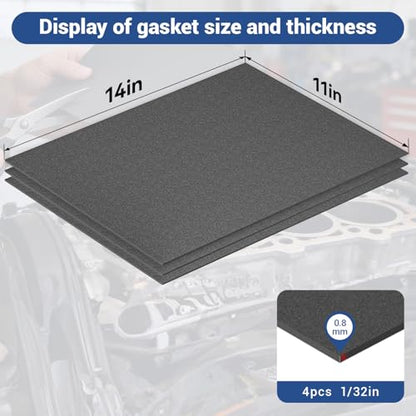 Non-Asbestos Gasket Material 4Pcs 14 x11 inch high Temperature Gasket - size: 14"*11" - 0.8mm - 4 Pcs