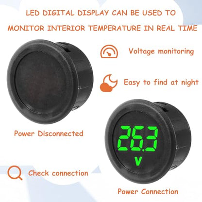 2 Pieces DC 4V-100V Voltmeter Gauge (Green) - color: Green, size: Not Waterproof