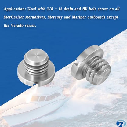 2 Pcs Lower Unit Drain Plug Seal Screw for Mercury Tohatsu