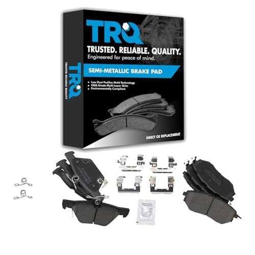 TRQ Front and Rear Brake Pads Ceramic Hardware - color: Ceramic, size: BFA11161