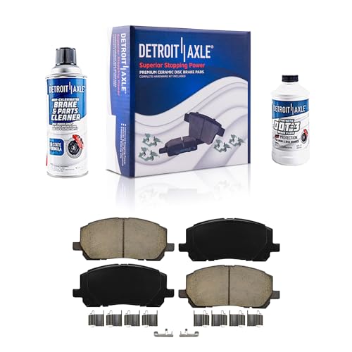 Detroit Axle - Front Ceramic Brake Pads w/Hardware + Brake Cleaner Fluid - size: 4P1201968/Kit