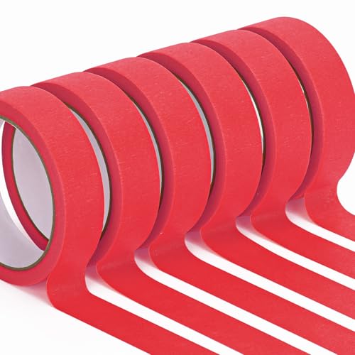 HongWay Masking Tape 1 Inch, 6 Rolls x 22yd (132yds in Total) Painters Tapes for Painting Labeling Arts Crafts, Easy Removal, No Residue (0.94in Red) - color: Red, size: 0.94IN*22YD