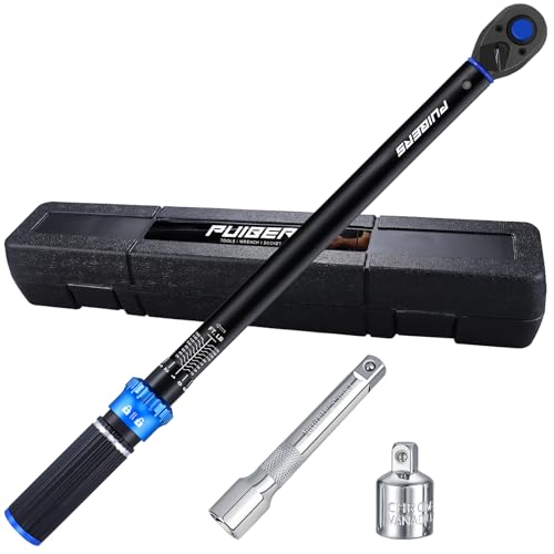 Torque wrench Set 1/2 drive,1/2 Torque Wrenches 10-170 FT.LB/13.6-230.5 Nm,±3% Precision Wrench with 1/2'' to 3/8'' Socket Adapter, 5 Inch Extension Bar for Car and Moto Maintenance - size: 1/2" 10-170 FT.LB - 4 Pcs
