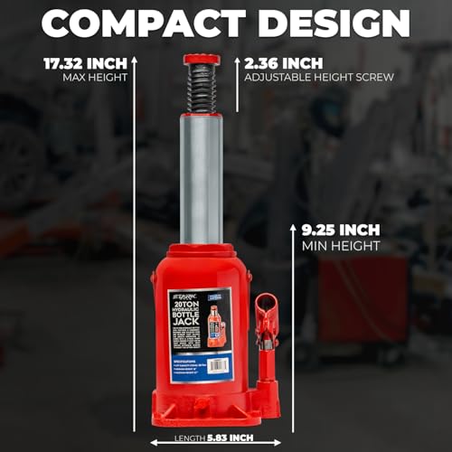 XtremepowerUS Hydraulic Bottle Jack (20 Ton) Portable Hydraulic Jack Lift Height Farm RV Truck Equipment Automotive Shop - size: 20 Ton