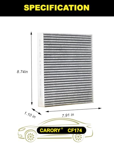 CARORY Cabin Air Filter w/Activated Carbon for Lexus IS300 (2016-2025), IS350 (2014-2025), IS250 (2014-2015), RC350 (2015-2025), GS350 (2013-2020), OE# 87139-30100, 87139-YZZ99, CF10074, CF174 - size: 7.9" x 8.7" x 1.1"
