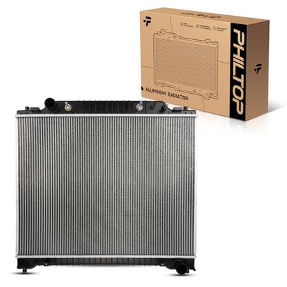 PHILTOP Core Radiator Compatible with E-150, E-250, E-150/E-250/E-350/E-450 Econoline/Club Wagon/Econoline Club Wagon/Super Duty, Econoline Super Duty (w/ 3/8 Transmission Oil Cooler Connections) - size: E-350 Super Duty, E-250, E-350 Econoline