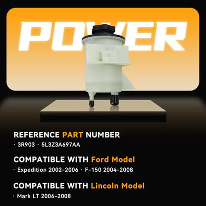 Power Steering Reservoir Tank with Cap for Ford Models - size: 5L3Z3A697AA