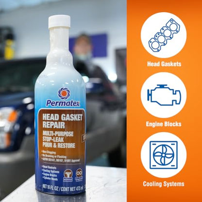 Permatex 30300 Head Gasket Repair - Multi-Purpose Stop-Leak, 16 fl. Oz, Seals Head Gaskets While Preventing Future Leaks - style: Head Gasket Repair