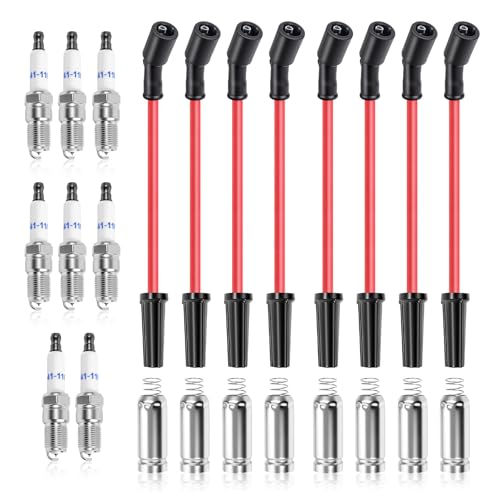 High Performance Iridium Spark Plugs & Wires Set of 8 for Chevy GMC V8 - size: High Performance Plugs+Wires