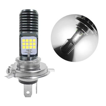 9-16V H4 LED Motorcycle Headlight Bulbs, Super Bright 3030 Chips Bulb Halogen Lamp Replacement, Waterproof High/Low Beam LED Headlight Bulb for Most Motorcycles ATVs (White) - color: H4, White