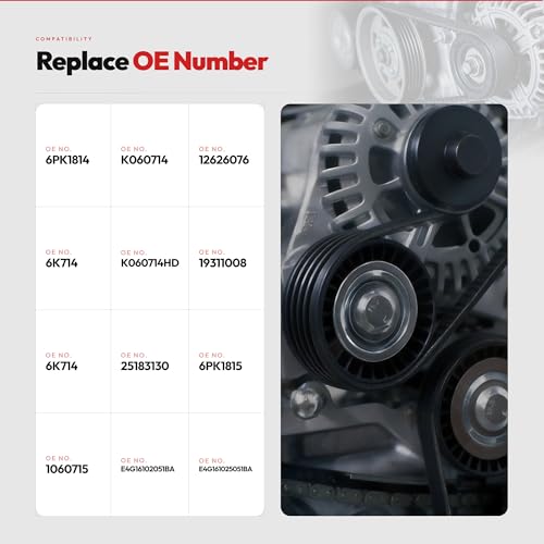 K060714 Serpentine Drive Belt Compatible with Chevy Silverado - size: 6PK1814-1814mm
