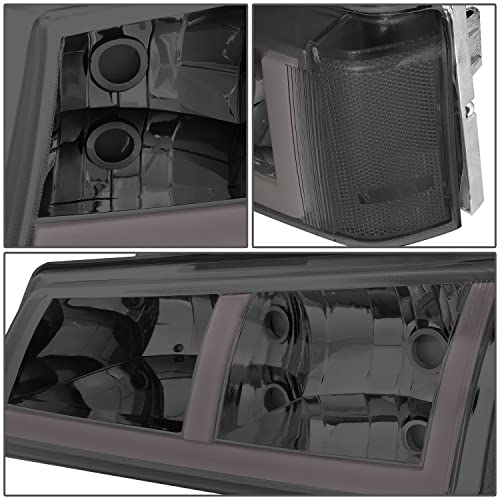 DNA MOTORING HL-LB4-CSIL03-SM-CL1 F-LED DRL Headlights Compatible with 03-06 Silverado Avalanche 1500 2500, Fit Models without Factory Cladding ONLY,Chrome/Smoked - color: Smoke / Clear