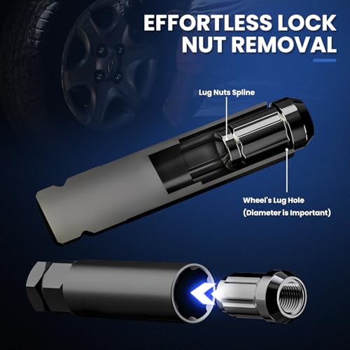 8PCS Spline Lug Nut Socket Set, CR-MO Universal Wheel Lock Removal Tool & Master Key Kit for Automotive Locking Lug Nuts, 5/6/7/12 Spline - size: 8PCS Spline Lug Nut Socket Set