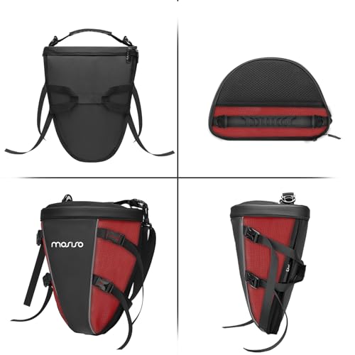 MOSISO Motorcycle Tail Bag Waterproof Polyester Storage Saddle Bag,Red - color: Red