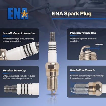 ENA Set of 6 Spark Plug with Wire Set 3.8L Compatible with Buick Chevy Pontiac Allure LaCrosse Lucerne Regal Impala Monte Carlo Grand Prix Replacement for 35-6325 3144 3951