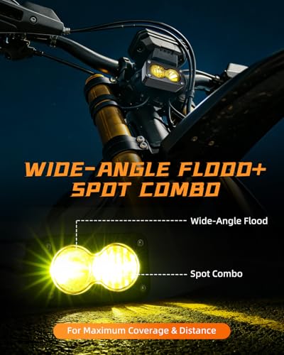 CO LIGHT Headlight Kit 3INCH Yellow 6000-6500K Spot Flood Light for Sur-Ron Segway X260 Talaria Sting MX4 MX5 Dirtbike Motorcycle Front Headlamp with Blue Light Switch - color: Yellow