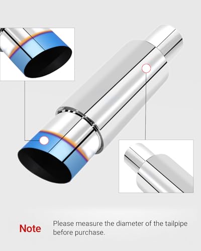 Universal Car 51mm Exhaust Mufflers 15" Length (Burnt, 2'' Inlet 3'' Outlet) - color: Burnt, size: 2'' in 3.5'' out