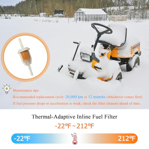 Inline Fuel Filter 1/4" with Clamps 2 Pack - Fits AM116304, GY20709, 25 050 22-S for Lawn Mowers