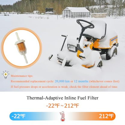 Inline Fuel Filter 1/4" with Clamps 2 Pack - Fits AM116304, GY20709, 25 050 22-S for Lawn Mowers
