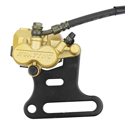 GOOFIT Rear Hydraulic Caliper Brake Master Cylinder Assembly with Brake Pads Replacement for 70cc 110cc 125cc 150cc ATV Quad Pit Bike Go Kart Dirt Bike