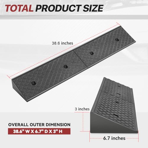 3" Rise Rubber Curb Ramp for Forklift, Driveway Sidewalk, Heavy Duty Car - size: 3" Rise