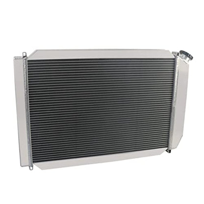 62MM 4 Row Core All Aluminum Radiator compatible with 1979-1993 Ford Mustang Mercury Cougar L4 V8 M/T - size: 4 Row Radiator+CNC 1.3Bar Cap(MT)