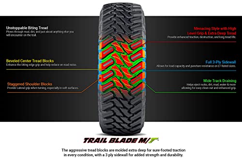 ATTURO Trail Blade M/T Mud Terrain Tire, LT275/65R18 123/120Q 10PR - size: LT275/65R18 123/120Q