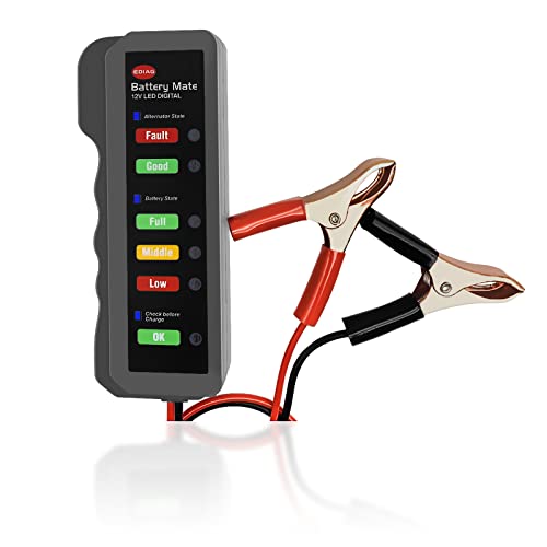 Automotive Load Tester Indicator, 12V Automotive Vehicle Battery Condition Detector, LED Indication, Digital Alternator Charging System Analyzer, Universal for Car, Motorcycle, Truck.