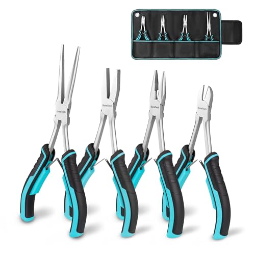 DURATECH 4PCS Long Reach Pliers Set with Pouch, Mini Extra Long Pliers Set - style: 4PCS