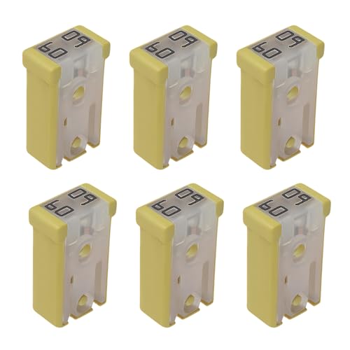 6PCS 60A 32V Slotted Car MCASE Shaped Fuse Kit, Mini Shaped Box Type Cartridge Fuse Replacement, Car Fuse Assortment Kit, Universal Micro Low-Profile Fuses for Car Truck SUV RV Boat (60A/6PCS) - color: 60A/6PCS