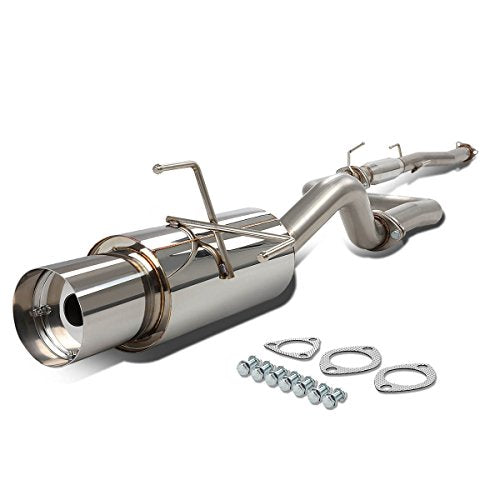 DNA MOTORING CBE-HC923-BT Muffler CatBack Exhaust System [Compatible with 92-95 Honda Civic Hatchback SOHC] - style: Round Burnt