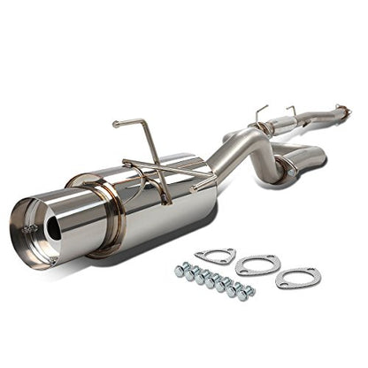 DNA MOTORING CBE-HC923-BT Muffler CatBack Exhaust System [Compatible with 92-95 Honda Civic Hatchback SOHC] - style: Round Burnt