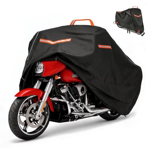 Motorcycle Cover 420D Heavy Duty Waterproof Outdoor, Upgraded Oxford Fabric