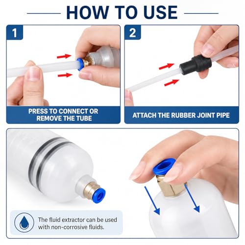 Poweka 500mL(cc) Fluid Extractor Syringe, Manual Oil Liquid Transfer Pump - size: 500ml Oil Suction Syringe