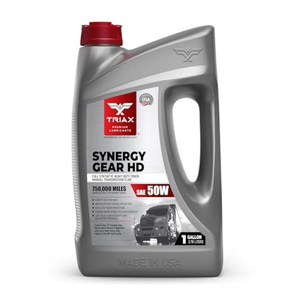 TRIAX Synergy Gear HD 50W - Full Synthetic Heavy Duty Manual Transmission Oil, Gear Lubricant, Compatible with Mack, ZF, Freightliner, 500k Miles Rating (1 Gallon) - size: 1 Gallon