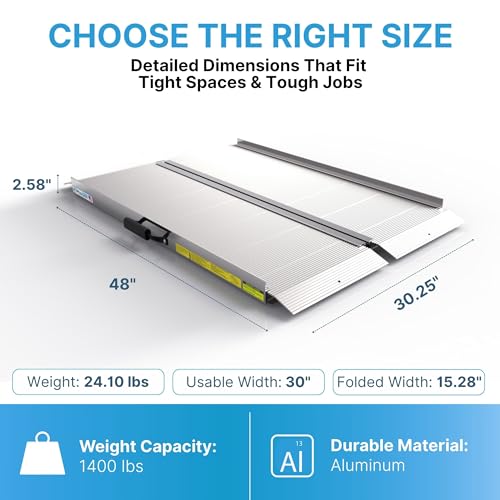 EZ-Access Traverse Aluminum Singlefold Folding Ramp, Silver, 4 ft, ATVs - size: 4 Foot, style: Singlefold