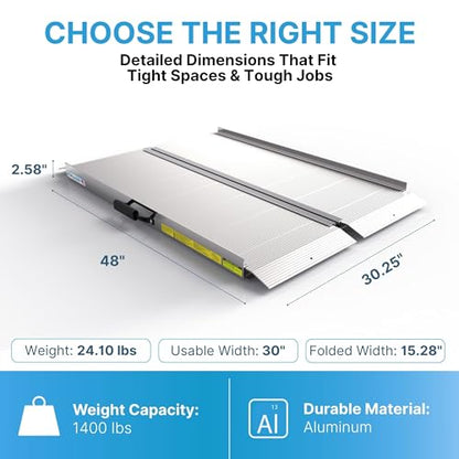 EZ-Access Traverse Aluminum Singlefold Folding Ramp, Silver, 4 ft, ATVs - size: 4 Foot, style: Singlefold